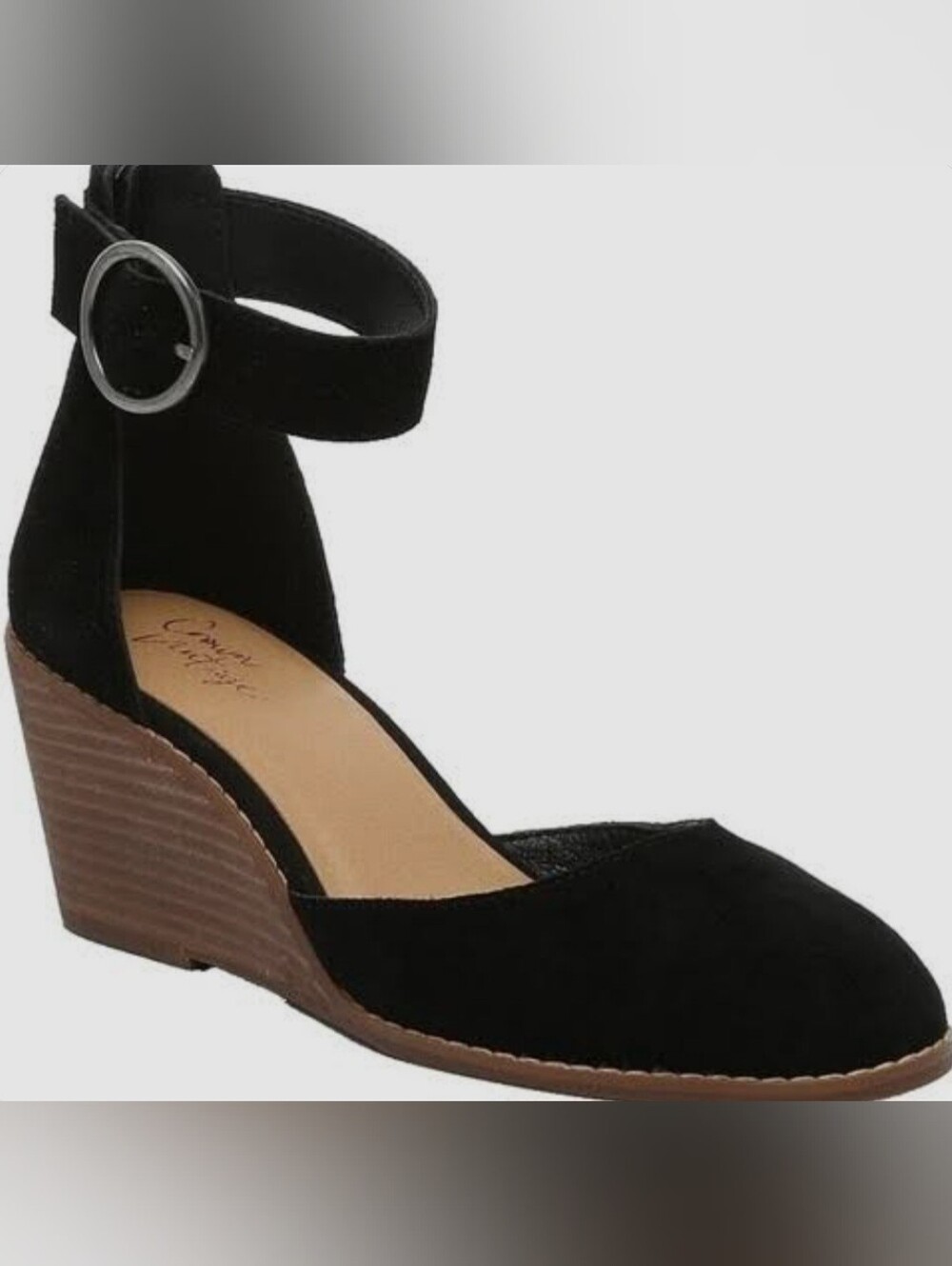 Crown Vintage Black Ankle-Strap Wedge